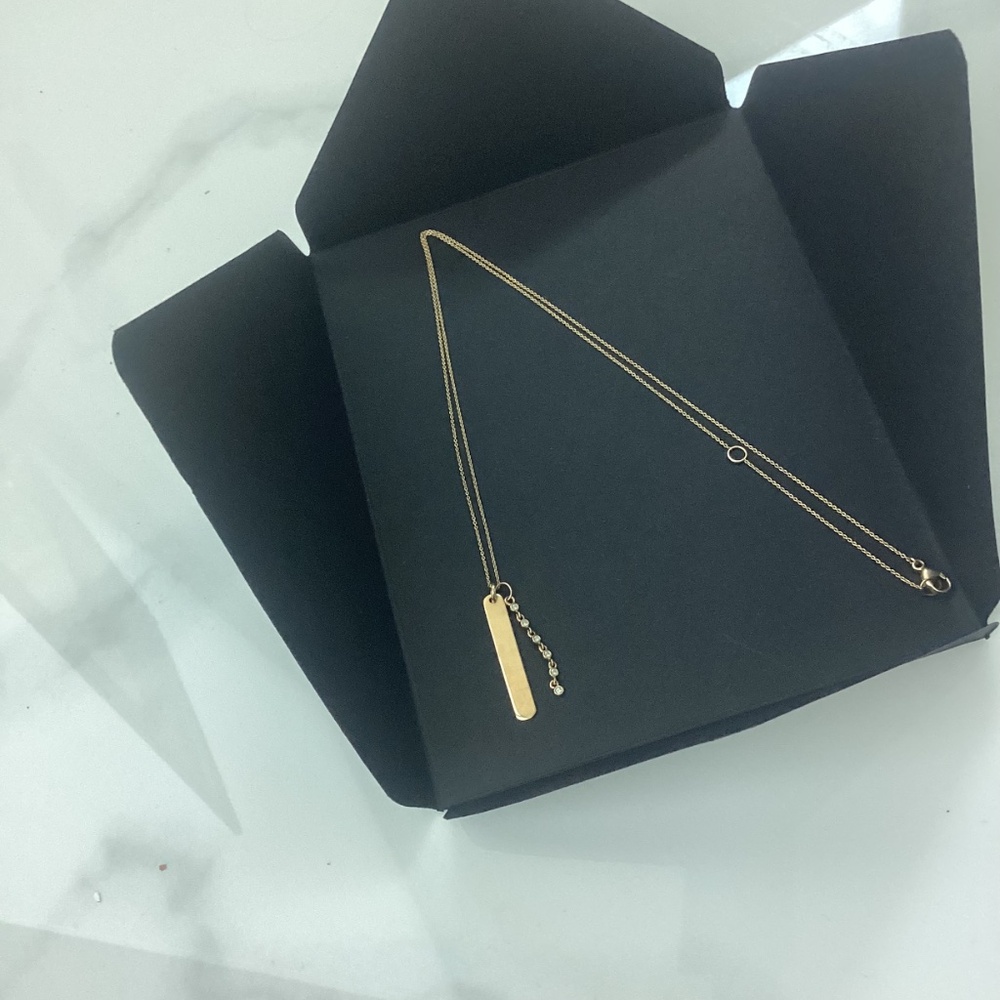 Lulu Jack Vertical Bar and Diamond Bezel Link Necklace - Picture 3 of 7